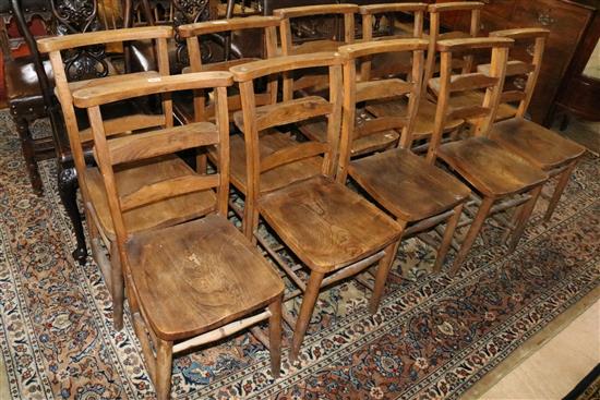 Set of 10 late Victorian church chairs